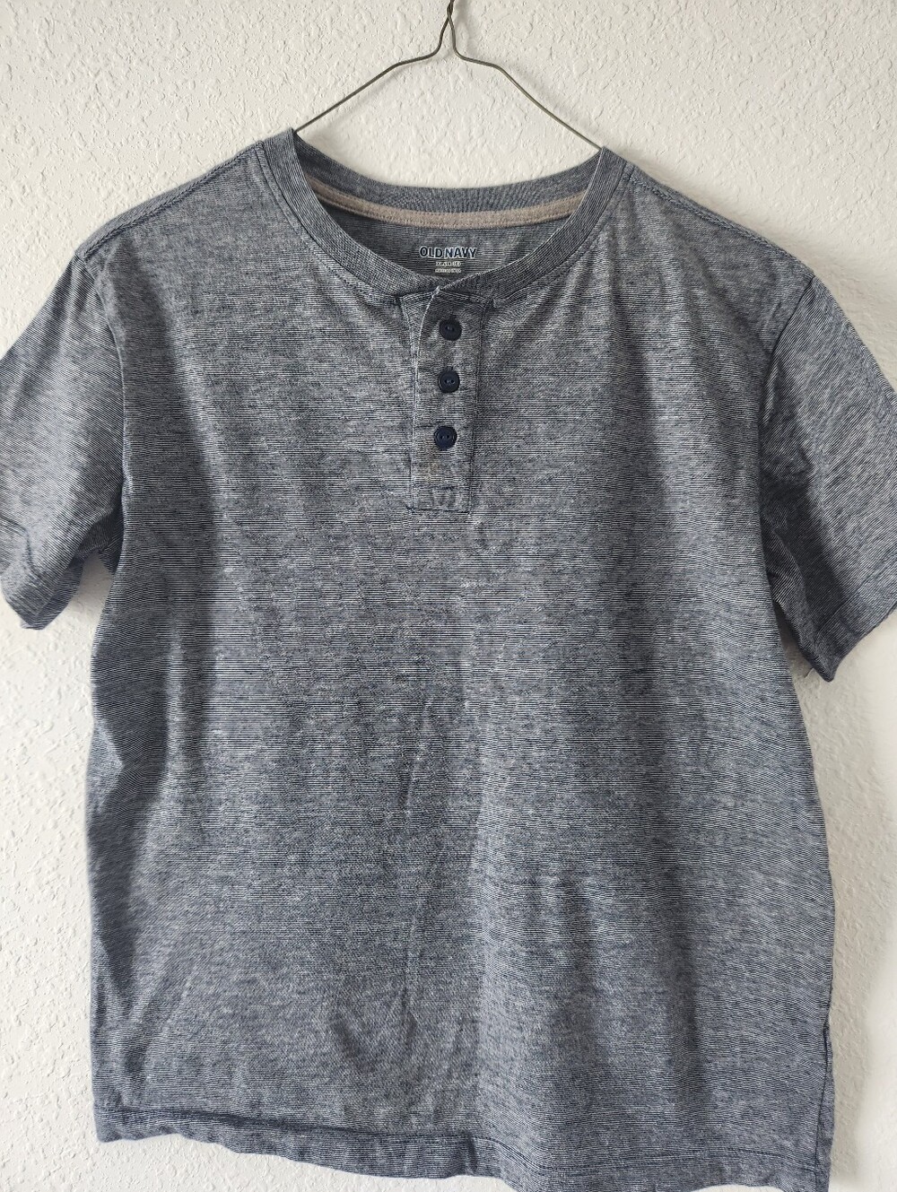 Old Navy Boy's Short-Sleeve Henley Shirt - Heather Blue-Gray